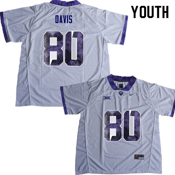 Youth #80 Al Dontre Davis TCU Horned Frogs College Football Jerseys Sale-White - Click Image to Close